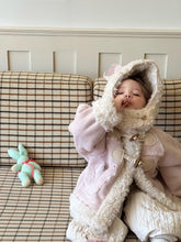 画像をギャラリービューアに読み込む, 【予約】ベビーピンクフードコート 長袖 ふわふわ 冬80~130cm Wselect