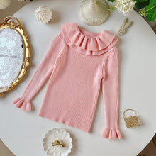 Load image into Gallery viewer, 【予約】フリル襟付き粒ニットトップス 長袖 ふりふり 冬100~140cm Wselect