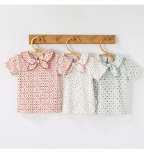 Load image into Gallery viewer, 【予約】レトロ柄襟付きTシャツ tops 夏 80〜130 Tシャツ baby 子供服 SS Wselect - W select baby kids
