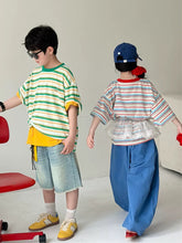 Load image into Gallery viewer, 【予約】マルチボーダービッグTシャツ 夏 100~160cm 子供服 Wselect SS 子供服 Wselect - W select baby kids