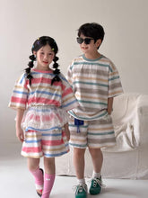 Load image into Gallery viewer, 【予約】マルチカラーセットアップ 夏 ボーダー 100~160cm 子供服 おそろい SS 子供服 Wselect - W select baby kids