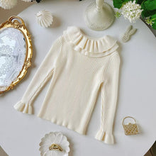 Load image into Gallery viewer, 【予約】フリル襟付き粒ニットトップス 長袖 ふりふり 冬100~140cm Wselect