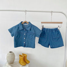 Load image into Gallery viewer, 【予約】デニムシャツセットアップ 夏 80〜130 デニム 子供服 SS Wselect - W select baby kids