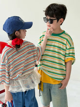 Load image into Gallery viewer, 【予約】マルチボーダービッグTシャツ 夏 100~160cm 子供服 Wselect SS 子供服 Wselect - W select baby kids