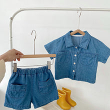 Load image into Gallery viewer, 【予約】デニムシャツセットアップ 夏 80〜130 デニム 子供服 SS Wselect - W select baby kids