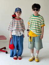 Load image into Gallery viewer, 【予約】マルチボーダービッグTシャツ 夏 100~160cm 子供服 Wselect SS 子供服 Wselect - W select baby kids