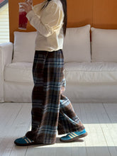 Load image into Gallery viewer, 【予約】ブルーチェックストレートパンツ bottom ゆったり 冬100~160cm Wselect