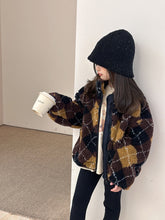 Load image into Gallery viewer, 【予約】アーガイルブルゾン フリース コート あったか 90-170 Wselect