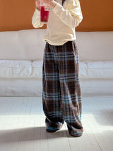 Load image into Gallery viewer, 【予約】ブルーチェックストレートパンツ bottom ゆったり 冬100~160cm Wselect