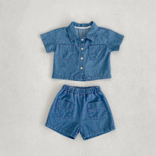 Load image into Gallery viewer, 【予約】デニムシャツセットアップ 夏 80〜130 デニム 子供服 SS Wselect - W select baby kids