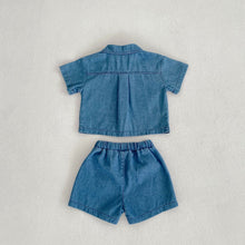 Load image into Gallery viewer, 【予約】デニムシャツセットアップ 夏 80〜130 デニム 子供服 SS Wselect - W select baby kids