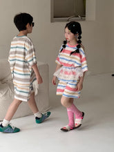 Load image into Gallery viewer, 【予約】マルチカラーセットアップ 夏 ボーダー 100~160cm 子供服 おそろい SS 子供服 Wselect - W select baby kids