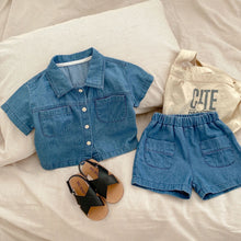 Load image into Gallery viewer, 【予約】デニムシャツセットアップ 夏 80〜130 デニム 子供服 SS Wselect - W select baby kids
