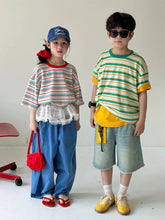 Load image into Gallery viewer, 【予約】マルチボーダービッグTシャツ 夏 100~160cm 子供服 Wselect SS 子供服 Wselect - W select baby kids