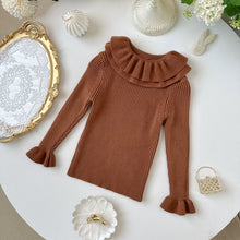 Load image into Gallery viewer, 【予約】フリル襟付き粒ニットトップス 長袖 ふりふり 冬100~140cm Wselect