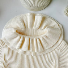 Load image into Gallery viewer, 【予約】フリル襟付き粒ニットトップス 長袖 ふりふり 冬100~140cm Wselect