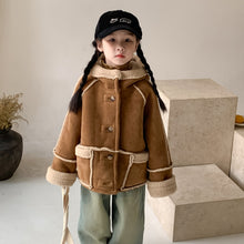 Load image into Gallery viewer, 【予約】ムートン風コート ムートン brown coat 冬90~150cm Wselect