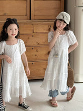 Load image into Gallery viewer, 【予約】コットンレースパフスリーブワンピ 夏 レース 100~150cm 子供服 Wselect SS 子供服 Wselect - W select baby kids