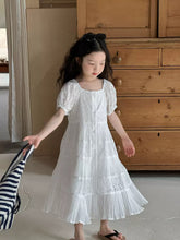 Load image into Gallery viewer, 【予約】コットンレースパフスリーブワンピ 夏 レース 100~150cm 子供服 Wselect SS 子供服 Wselect - W select baby kids