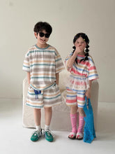Load image into Gallery viewer, 【予約】マルチカラーセットアップ 夏 ボーダー 100~160cm 子供服 おそろい SS 子供服 Wselect - W select baby kids
