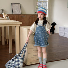 画像をギャラリービューアに読み込む, 【予約】ショートデニムサロペット 星 ドット 春 夏 80~130cm Wselect