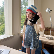 画像をギャラリービューアに読み込む, 【予約】ショートデニムサロペット 星 ドット 春 夏 80~130cm Wselect