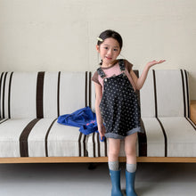 画像をギャラリービューアに読み込む, 【予約】ショートデニムサロペット 星 ドット 春 夏 80~130cm Wselect