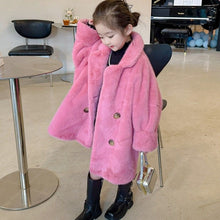 画像をギャラリービューアに読み込む, 【予約】ロングファーコート 90〜160cm あったか もこもこ ピンク ベージュ 長袖 ゆったり 冬 Wselect