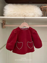 Cargar imagen en el visor de la galería, 【即納】ハートセットアップ　setup トップス　秋　冬　kids ベビー　キッズ　子供服　Wselect
