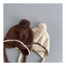 Cargar imagen en el visor de la galería, 【予約】バイカラーポンポンニット帽　シンプル　ニット帽　キャップ　AW 　Kids　冬　Wselect
