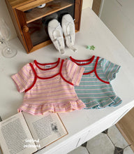 Charger l'image dans la galerie, 【即納】ボーダー重ね着T　second moment 重ね着キャミ Tシャツ　韓国子供服　90〜160 Jr. Wselect - W select  baby kids
