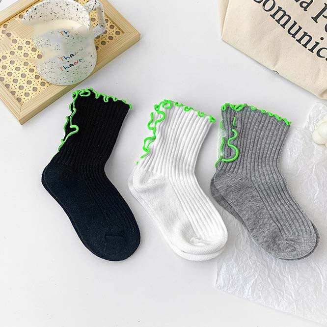【即納】ネオンラインソックス　3足SET　socks　靴下　gift　Wselect