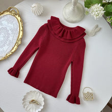 Load image into Gallery viewer, 【予約】フリル襟付き粒ニットトップス　長袖　ふりふり　冬100～140ｃｍ　Wselect
