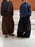 【予約】ゆったりチェックパンツ　bottom　ゆったり　冬90～150ｃｍ　Wselect