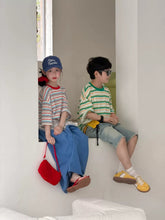 Load image into Gallery viewer, 【予約】マルチボーダービッグTシャツ　　夏　100～160ｃｍ　子供服　 Wselect　SS 子供服　 Wselect - W select  baby kids
