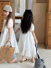 Cargar imagen en el visor de la galería, 【予約】コットンレースパフスリーブワンピ　夏　レース　100～150ｃｍ　子供服　 Wselect　SS 子供服　 Wselect - W select  baby kids
