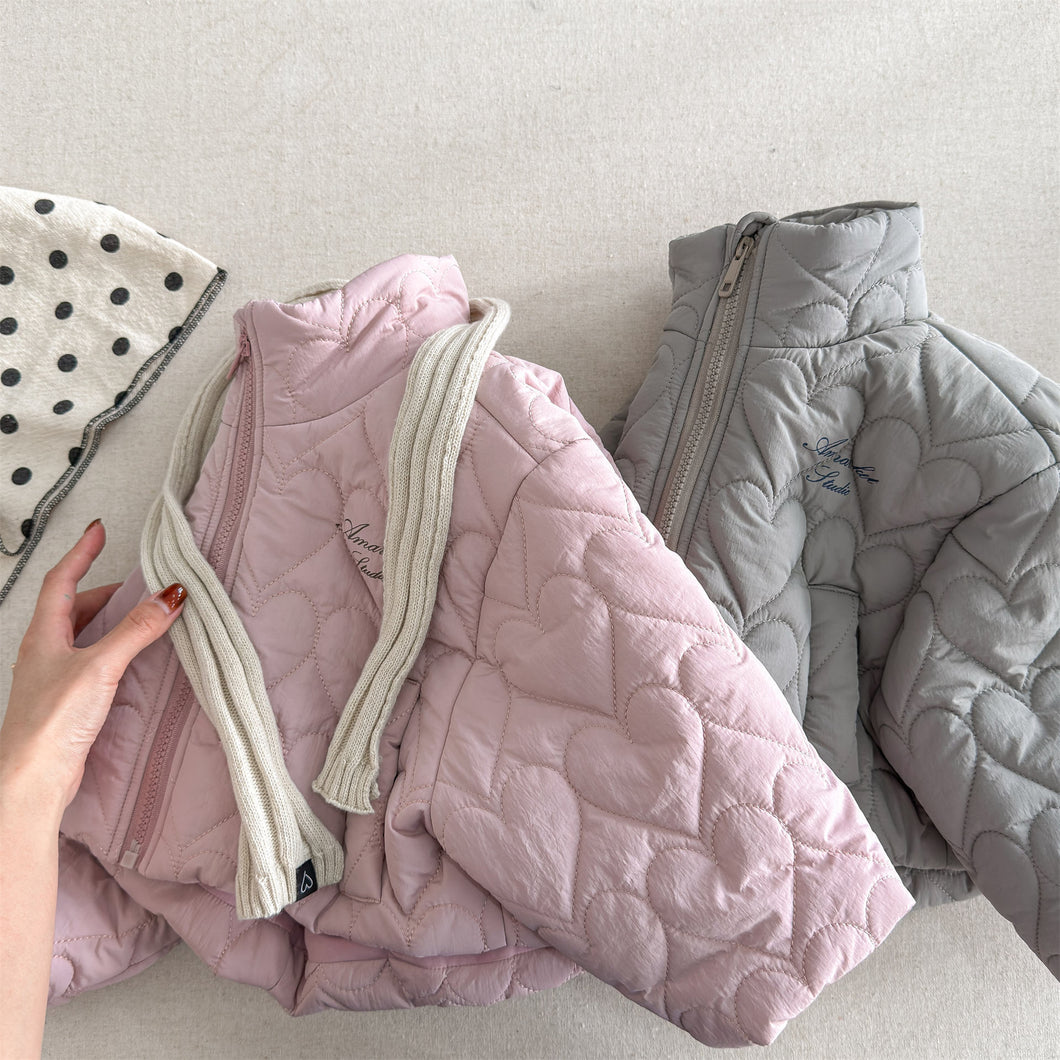 【予約】ハートキルティングコート  羽織　あったか　冬80～130ｃｍ　Wselect