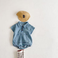 【予約】デニムシャツロンパース　夏　73～100ｃｍ　baby　子供服　 Wselect　SS  Wselect - W select  baby kids