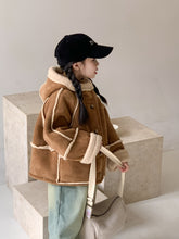 Load image into Gallery viewer, 【予約】ムートン風コート　ムートン　brown coat　冬90～150ｃｍ　Wselect
