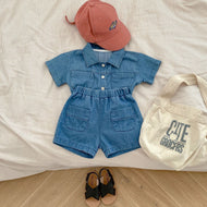【予約】デニムシャツセットアップ　夏　80〜130 デニム　子供服　SS　 Wselect - W select  baby kids