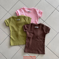 【予約】ピタッとリブTシャツ　Tシャツ　tops 無地　2026 SS　韓国子供服　cantuccistudio　Wselect - W select  baby kids
