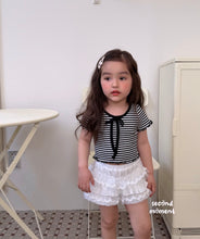 Charger l'image dans la galerie, 【即納】ボーダーリボン　ピタT　second moment  Tシャツ　韓国子供服　90〜160 Jr. Wselect - W select  baby kids
