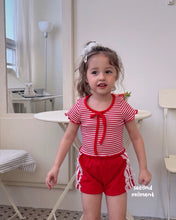 Charger l'image dans la galerie, 【即納】ボーダーリボン　ピタT　second moment  Tシャツ　韓国子供服　90〜160 Jr. Wselect - W select  baby kids
