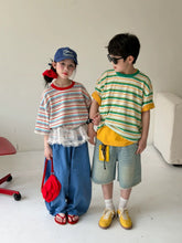 Load image into Gallery viewer, 【予約】マルチボーダービッグTシャツ　　夏　100～160ｃｍ　子供服　 Wselect　SS 子供服　 Wselect - W select  baby kids
