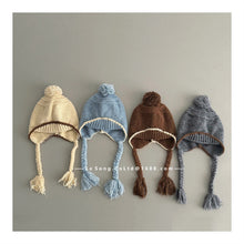 Cargar imagen en el visor de la galería, 【予約】バイカラーポンポンニット帽　シンプル　ニット帽　キャップ　AW 　Kids　冬　Wselect
