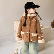 【予約】ムートン風コート　ムートン　brown coat　冬90～150ｃｍ　Wselect