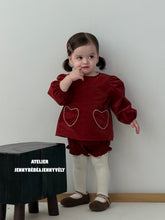 Cargar imagen en el visor de la galería, 【即納】ハートセットアップ　setup トップス　秋　冬　kids ベビー　キッズ　子供服　Wselect
