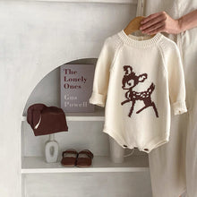 Load image into Gallery viewer, 【予約】バンビSET ニットロンパース&amp;帽子　長袖　ベビー　冬66～90ｃｍ　Wselect
