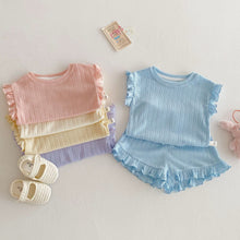 Cargar imagen en el visor de la galería, 【予約】フリルセットアップ　夏　73～120ｃｍ　子供服　フリル　baby SS 子供服　 Wselect - W select  baby kids
