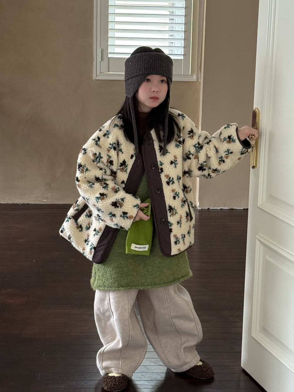 【予約】花柄ボアコート　羽織　ボア　あったか　冬90～150ｃｍ　Wselect